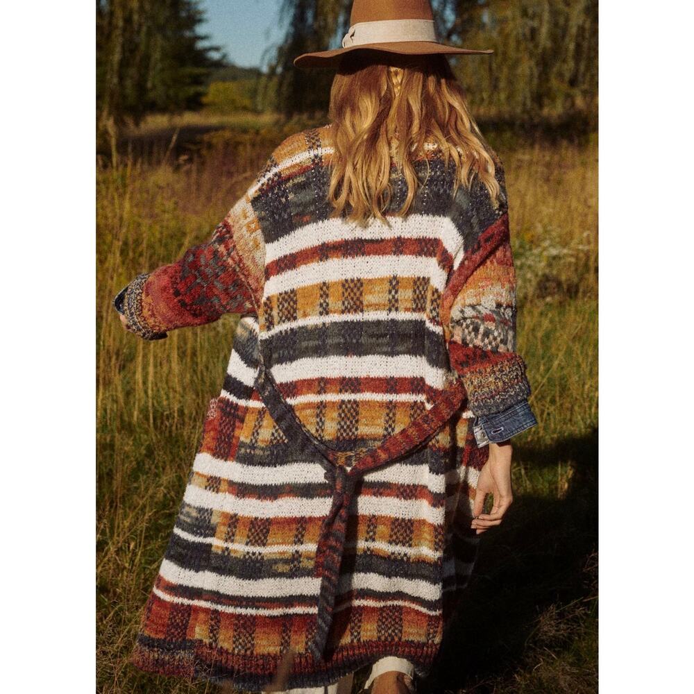 Anthropologie Multicolor Striped Knit Cardigan — Rust, Mustard, Navy, Cream